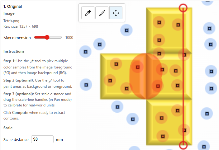 Scale line dragged between two points